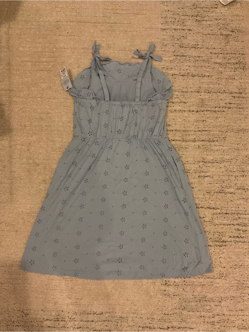 Cat & Jack Light Blue Eyelet Tie-Shoulder Dress - Picture 2 of 4